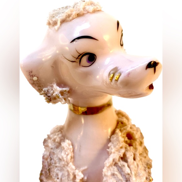 Vintage Lefton pink spaghetti poodle set. Boy/Girl dog set. Gold accents - Picture 12 of 13
